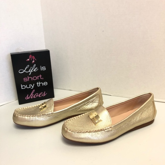 kate spade Shoes - Kate Spade Corrie Gold Leather Loafers Size 8.5